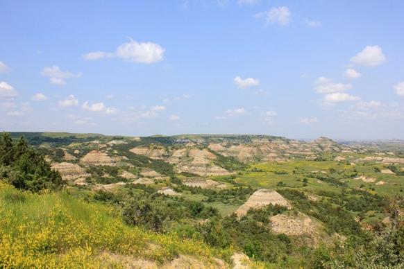 pinnacles in the landscape at theodore roosevelt national park north dakota