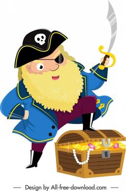 pirate character icon captain treasure sketch cartoon design