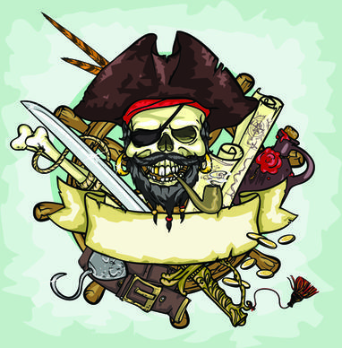 pirates label background vector