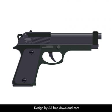 pistol icon modern flat realistic sketch