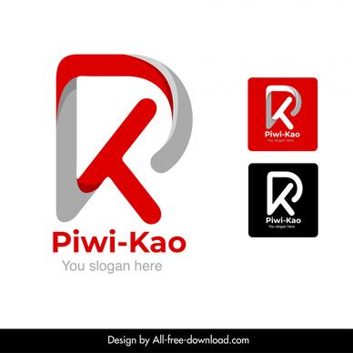 piwi kao pk letter logo template modern elegant stylized text sketch
