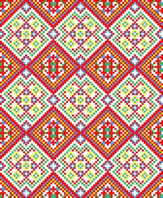 traditional fabric pattern colorful pixel decor symmetric design