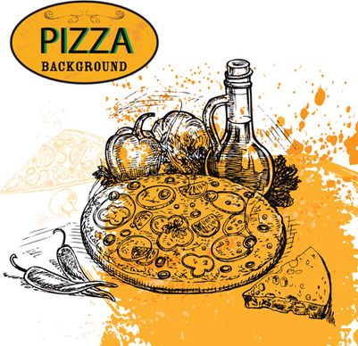 pizza background hand drawn vectors
