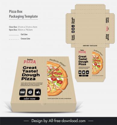 pizza box packaging template classical decor 3d sketch