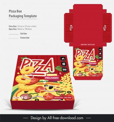 pizza box packaging template elegant 3d sketch