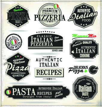 pizza labels vector set
