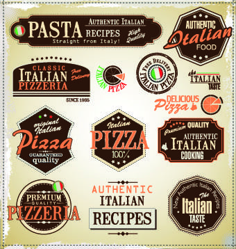 pizza labels vector set