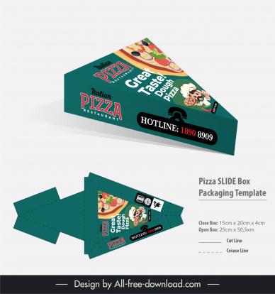 pizza slide box packaging template elegant 3d triangle shape