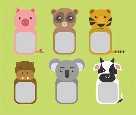 placard design collection cute animals frame style