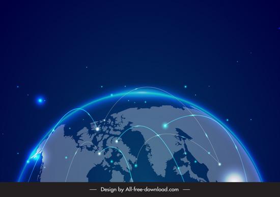 planet earth glowing world map backdrop dynamic light effect decor