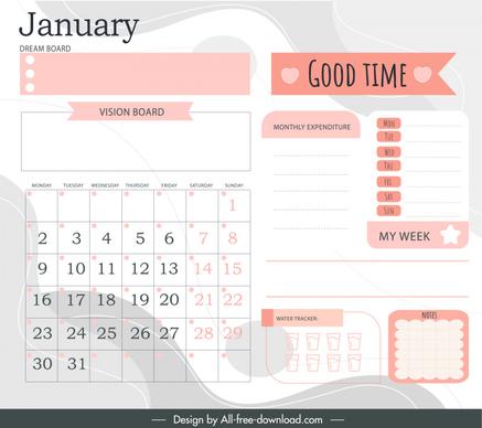 planner calendar template flat elegant decor