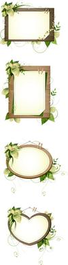 plant decorative wood frame vector