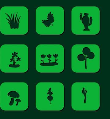 plant design elements various green icon isolation