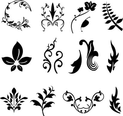 plants branches and leaves vector silhouettes