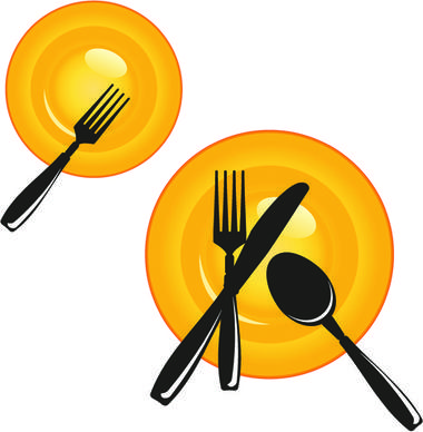 plate and cutlery creative vector set
