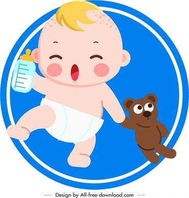 playful baby icon cute cartoon character sketch