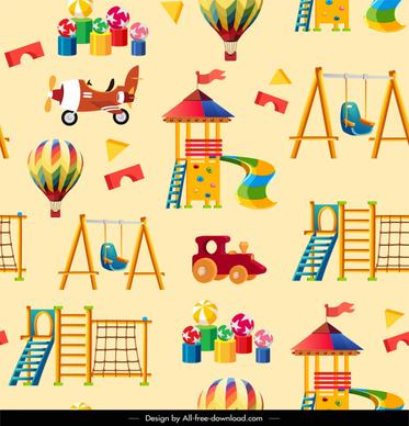 playground element pattern bright colorful toys sketch