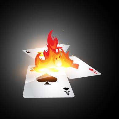 gambling card background modern shiny flame sketch