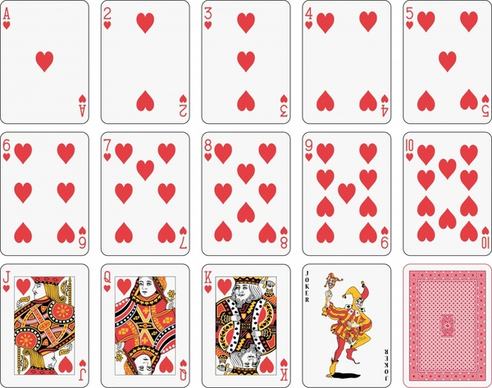 gambling cards icons colored flat hearts sketch