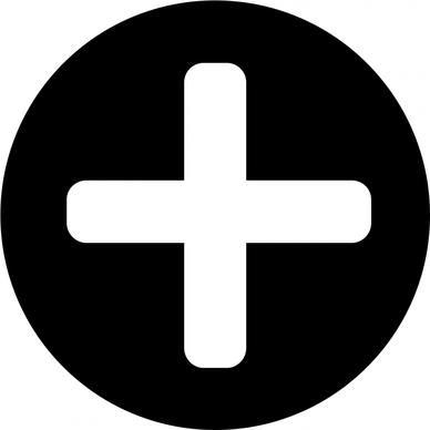 plus circle button sign symmetric cross shape black white contrast isolation