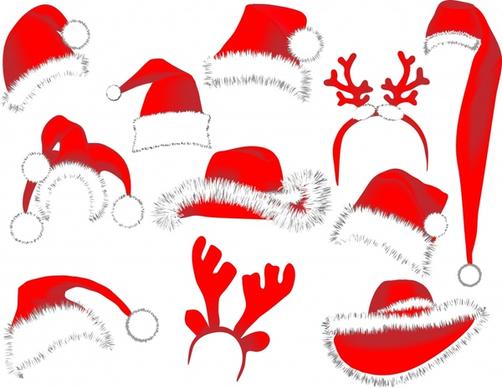 santa costume elements red white hats sketch