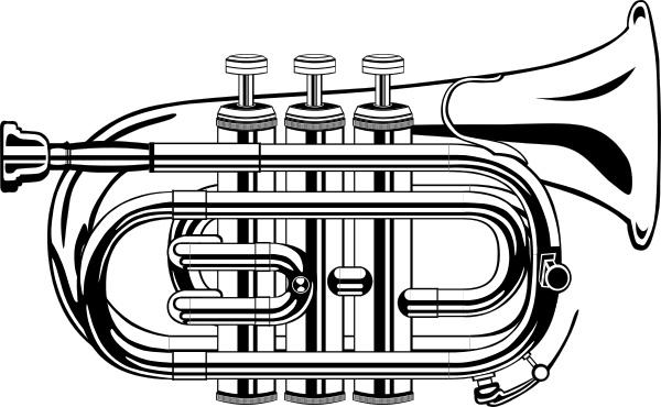 Pocket Trumpet B Flat (b And W) clip art