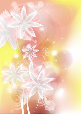 points of light background with flowers vector set