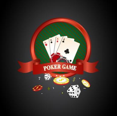 poker background 3d design red ribbon cards decoration