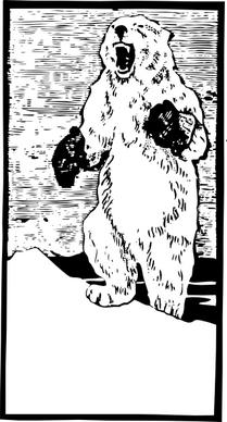 Polar Bear With Mittens clip art