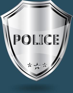 police badge template shiny grey shield shape