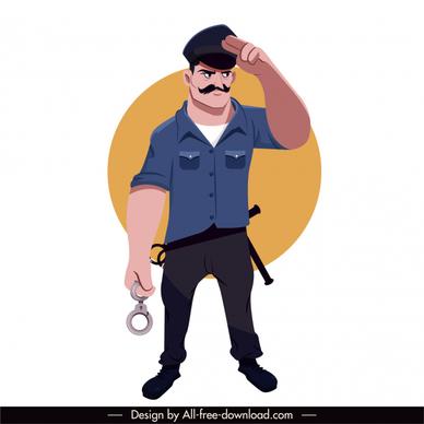 policeman icon decent gesture cartoon character sketch
