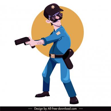 policeman icon dynamic sketch cartoon character