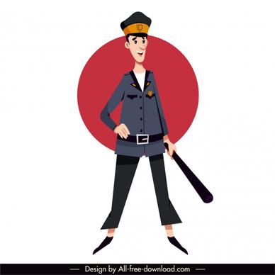 policeman icon flat cartoon sketch