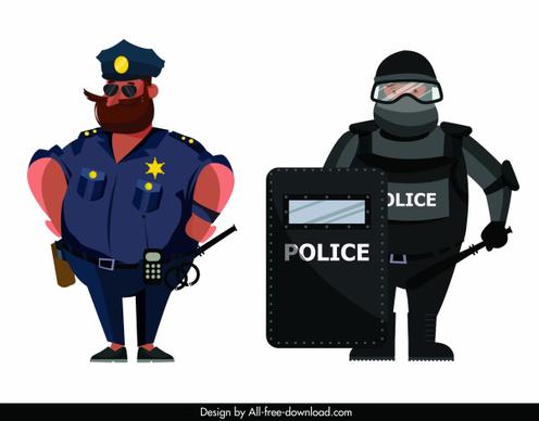 policeman icon uniform sketch cartoon characters