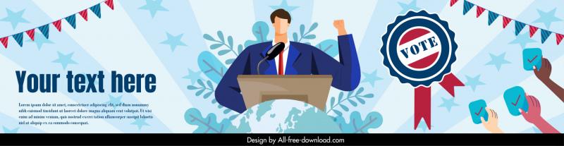 political campaign banner template electors candidate presenting cartoon sketch