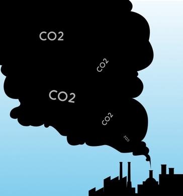 polluted environment banner black smoke plant silhouette ornament