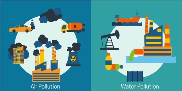 pollution banner vector illustration with cartoon style