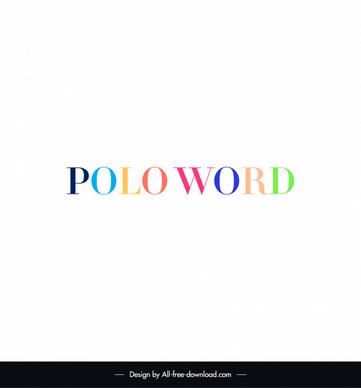 polo word logo modern flat colorful texts