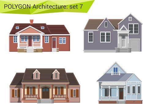 polygonal architecture design vector set