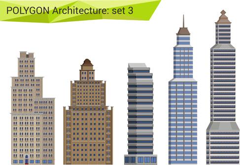 polygonal architecture design vector set