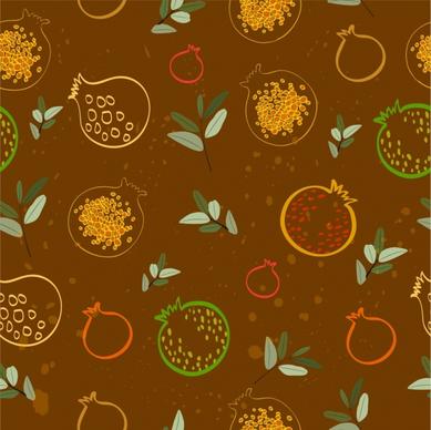 pomegranate background flat dark design repeating sketch