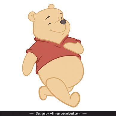 pooh bear icon dynamic handdrawn cartoon design 