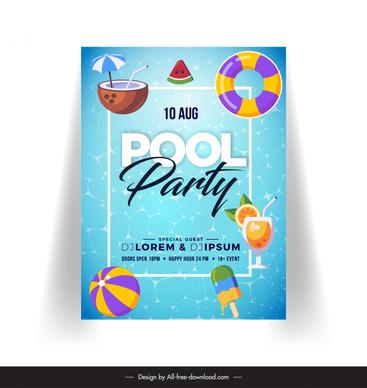 pool party invitation banner template elegant flat classic 