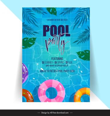 pool party invitation poster template  flat leaf buoy decor