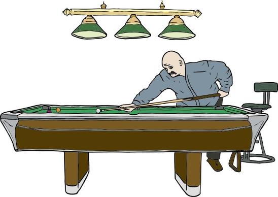Pool Table With Player clip art
