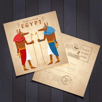 postcard template retro egypt design elements decor