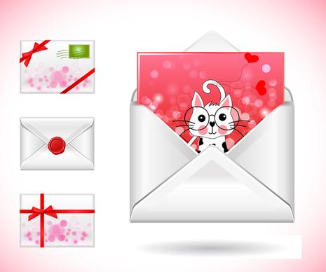 postcards envelope vector illustration with cute style