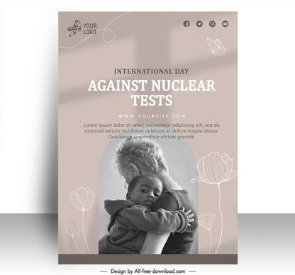 poster international day against nuclear tests template retro handdrawn flower baby care sketch
