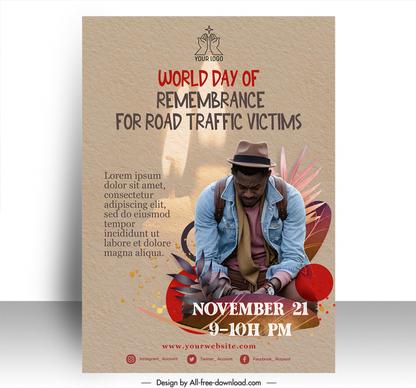 poster international day of remembrance for road traffic victims template praying man sketch candle light decor