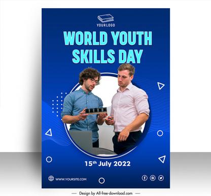 poster international world youth skills day template discussing men sketch modern realistic design geometric decor